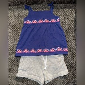 Girl's shirt with shorts.